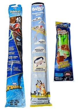 Bluey & Spider-Man 42" Kites + JA-RU Stunt Hang Glider - NIP